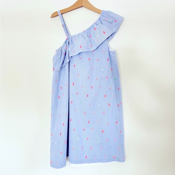 Kate Spade Girls size 14 Blue Asymmetrical Ruffled Sundress - Picture 2 of 9